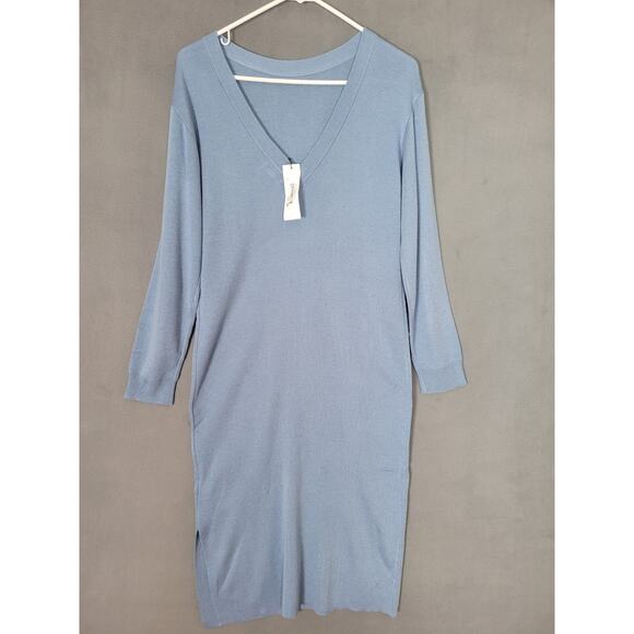 The Drop Women's Suki Rib Midi V-Back Dress SMALL - Picture 1 of 10